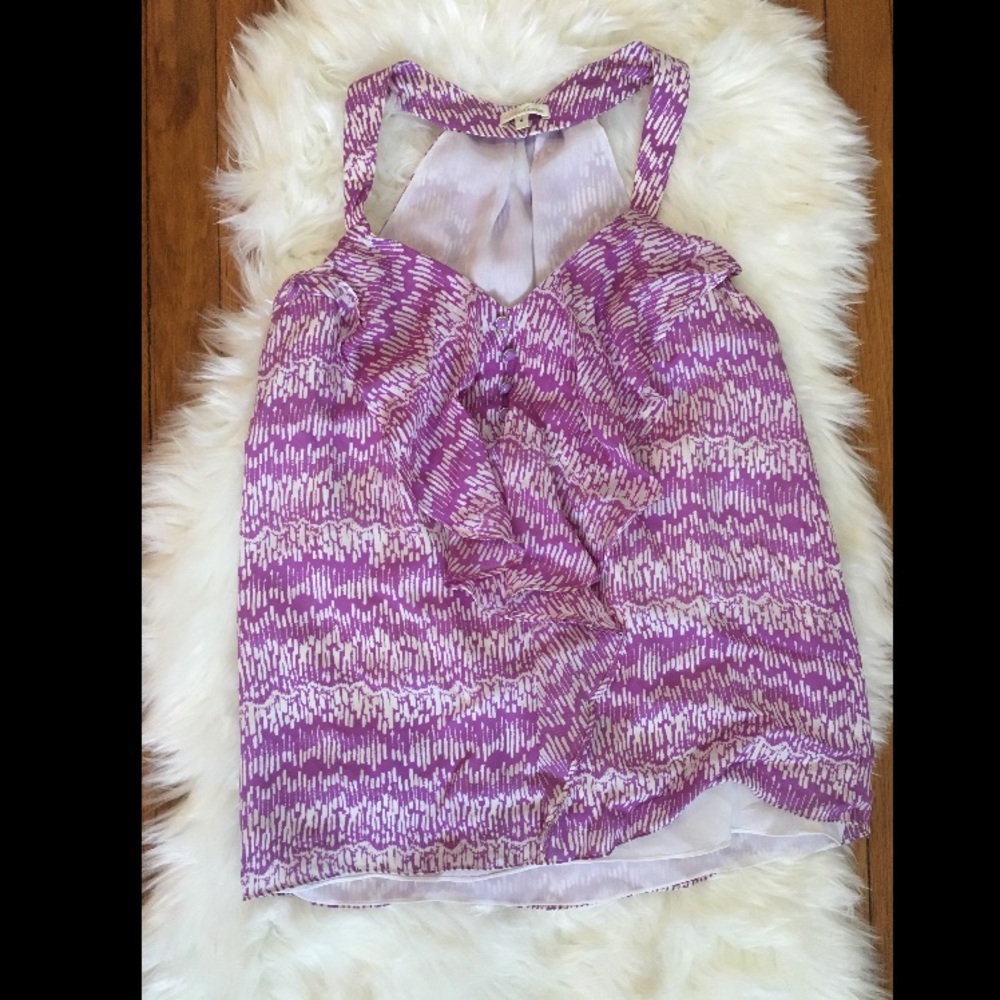 Shoshana purple/ white top with ruffles, M